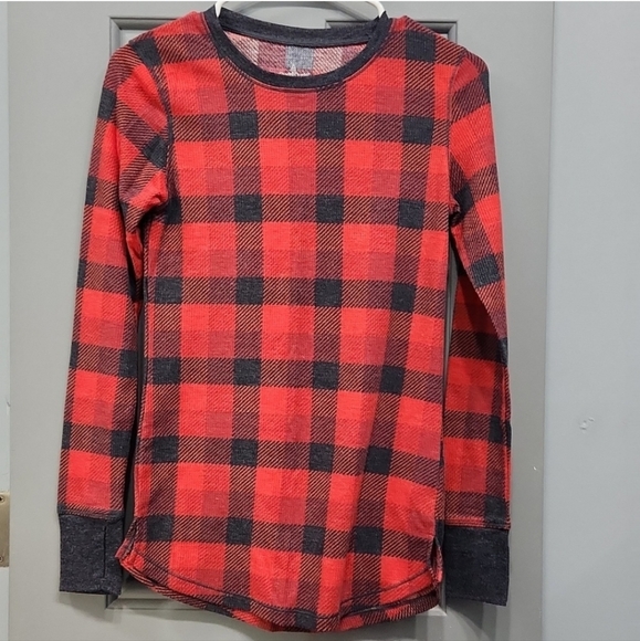 Cuddl Duds Gray Red Gingham Check Stretch Thermal Long Sleeve XS - Picture 1 of 7